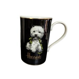 Harrods Knightsbridge Westie Dog Black Fine Stoneware Mug Made in Scotland